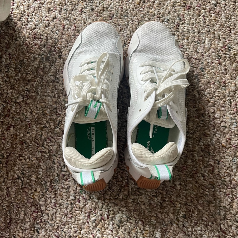 Reebok White Sneakers with Green Accents